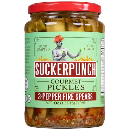 Sucker Punch 3 Pepper Fire Pickle Spears 24 oz., PK6 SPSF-6501